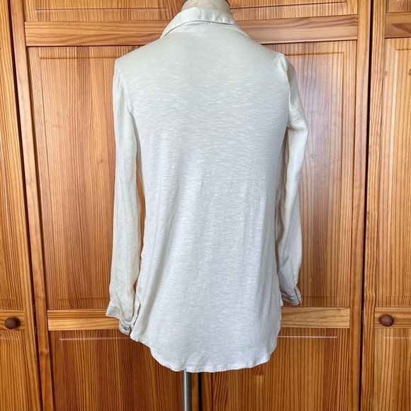 Dolan Small Cream Long Sleeve Collar Shirt Button Up - Picture 3 of 10